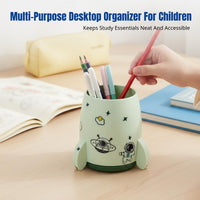 Spacecraft Pen Holder, DIY Cartoon Desk Organizer, Multi-Color Stationery Storage, Random Sticker, Kids Gift