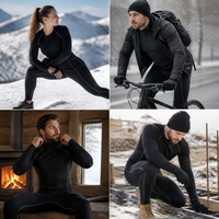 Men's Thermal Underwear Set, Fleece Lined Compression Base Layer for Winter Sports