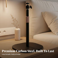 Tool-Effortless Assembly Display Device Floor Stand Easy Installation Adjustable Display Device Stand 360° Rotation Home Theater Accessory Stable Base for Bedroom, Living Room, Office