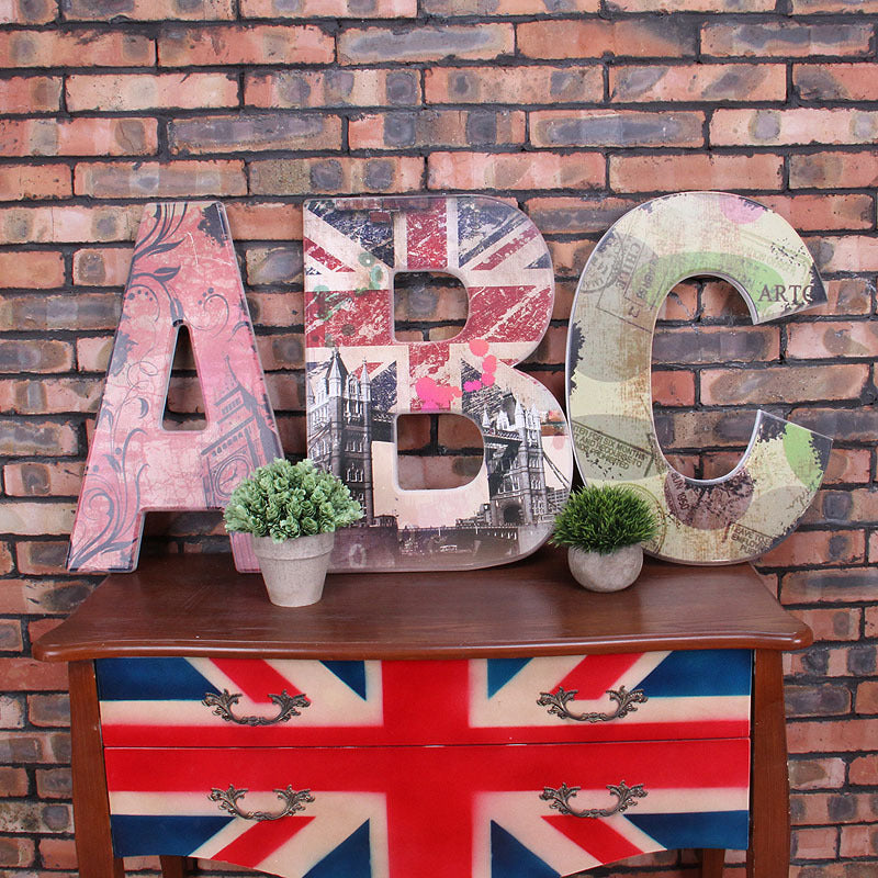 American Retro Wooden Alphabet Letter Wall Decor Plaque