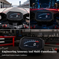 Aftermarket Motorcycle Speedometer Tachometer Analog Style Motorcycle Gauge Cluster Red Needle LCD Dashboard Gauge Black Housing