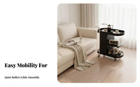 Mobile Design Rolling C-Shaped Table On casters C-Shaped Couch Stand Multi-Purpose eveningstand Space-Saving for Apartment Dwellers, Homeowners, Home Workers, Living Room, Bedroom, Balcony, Small Spaces