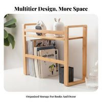 2-Tier Book Rack Large Capacity 2-Tier Tabletop Rack Easy Assembly for Students