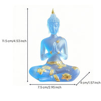 Zen Resin Buddha Figurine Meditative Buddha Figurine with Gold Accents Small Compact for Meditation Corner