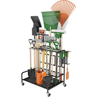 3-Tier Carbon Steel Garden Tool Storage Rack with Adjustable Feet