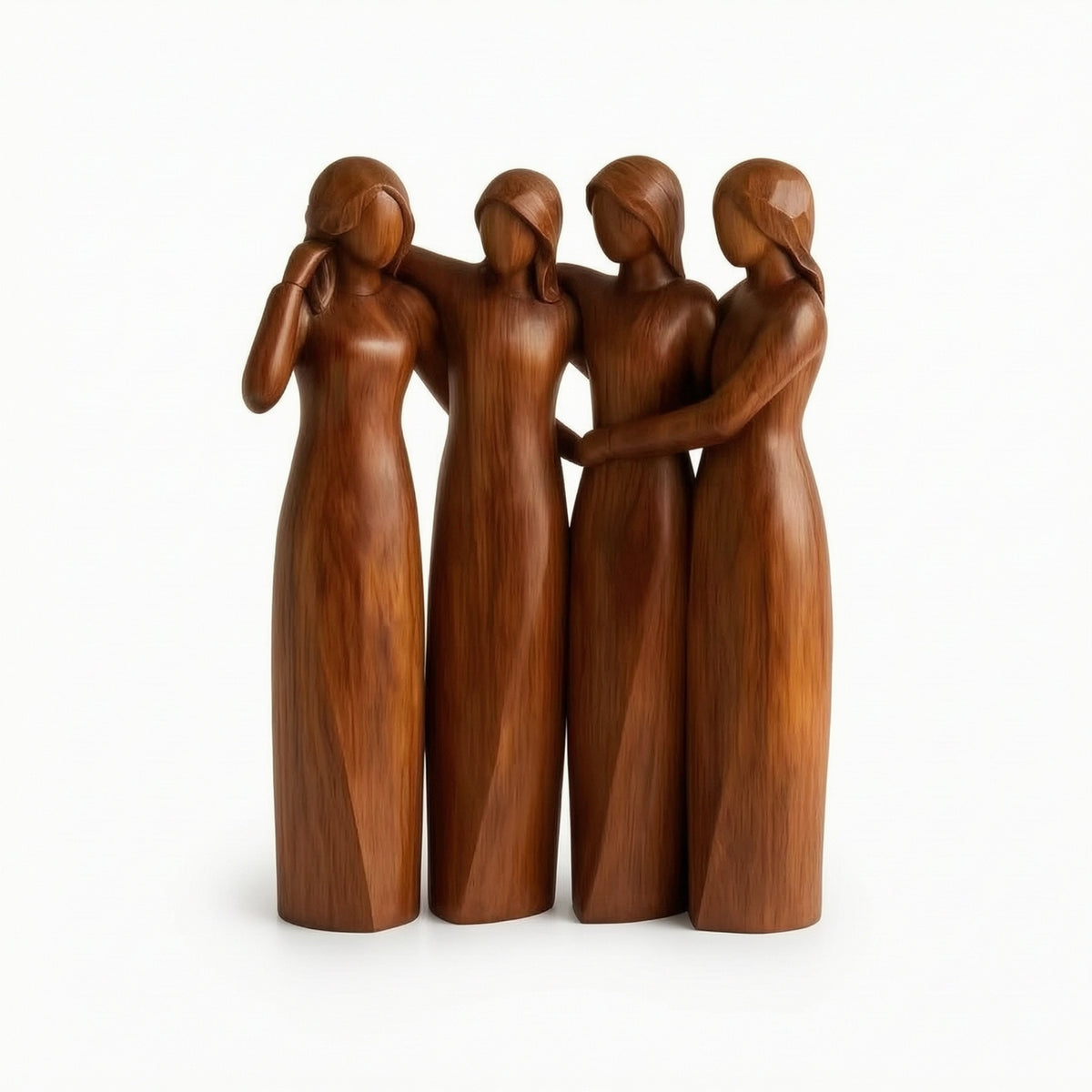 Carved Resin Figurine with Wood-Grain Look Modern Sculpture of Female Figures Decorative Tabletop Figurine Artistic for Women, Bedside Table
