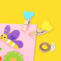 Wooden Clothespins with Colorful Heart Design for Crafts