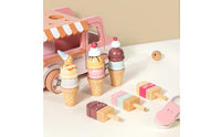 12 Pieces Wooden Ice Cream Stand Gift Idea Toy Ice Cream Truck Educational Dessert Vending Stand Toy for Girls, Kids, Playroom, Nursery