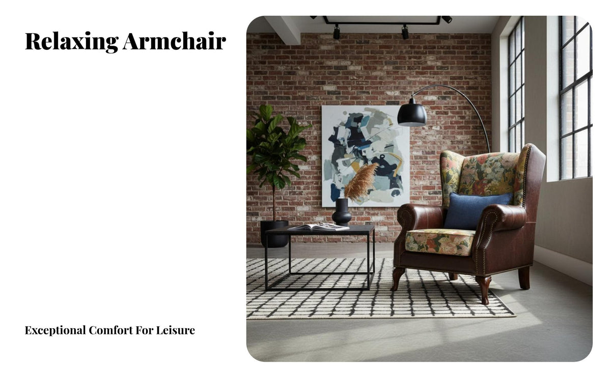 Vintage Design Upholstered high-spine Chair Includes Footstool Armchair High spinerest Seating Furniture Thickly Cushioned for Homeowners, Readers, Parents, Living Room, perusing corner, Lounge Area, Bedroom
