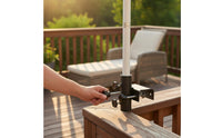 Black Matte Railing Umbrella Clamp Textured Finish Umbrella Clamp Bracket Right-Angle Outdoor Hardware Hand-Tightening Screws for Deck