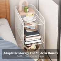 Slim Design Narrow Bedside Shelf Space Saving Nightstand Sturdy and Long-Lasting Storage Rack Stable Load-Bearing for Apartment Dwellers, Students, Homeowners, Bedroom, Small Areas, Dorm Room, Hallway