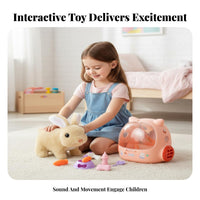 Walks and Makes Sounds Electric Walking Rabbit Toy Pretend Play Stuffed Bunny with Carrier Wiggling Ears for Children, Parties, Playroom