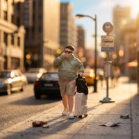 Miniature Man with Suitcase Tiny Passenger Figure Small Miniature Figurines for Hobbyists, Display Layouts