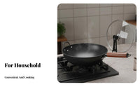 Iron Wok Gas Cooktop Compatible Traditional Iron Wok Uncoated Frying Pan Long-Lasting Cookware Even Heat Distribution