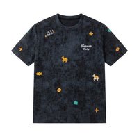 Embroidered Blend T-Shirt for, Short Sleeve Crew Neck Tee, Loose Fit Lightweight Casual Wear for Summer Daily
