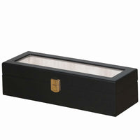 Matte Black Watch Storage Box Gold-Tone Clasp Watch Display Case Padded Interior