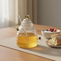 Honey Jar Dipper Set Transparent Body Honey Jar and Dipper Set Mess Serving Kitchenware for Kitchen Counter
