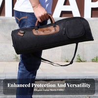 Thickened Padding Trumpet Gig Bag Double Carry Design Trumpet Carrying Bag Adjustable Shoulder Strap for Musicians, Performance, Travel