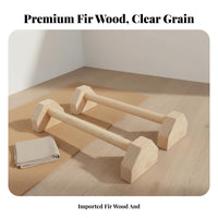 2 Pieces Wooden Press-up Handles Stable Design Wooden Push up Stand Hardwood Wood Exercise Handles Long-Lasting Wood Parallettes