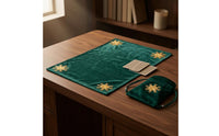 Gold Snowflake Motif Divination Tablecloth and Pouch Set Shiny Material Divination Cloth Set Stitched Edges Drawstring Pouch Smooth Texture