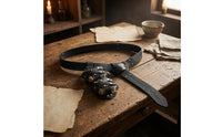 Leather-Like Straps Bottle Holder Belt Engraved Pattern Cosplay Waist Belt Aged Finish Wizard Potion Bottle Set Metal Rivets