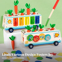 Child-Centered Inspired Multifunctional Activity Toy Early Learning Wooden Shape Sorter Cart Educational Wooden Shape Sorter Bus Child-Safe Design for Toddlers, Babies, Preschoolers