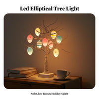 Lighted Easter Ornament Tree LED Lights Lighted Birch Tree with Hanging Eggs Spring Decor Tabletop Centerpiece for Home Stylists, Families