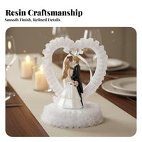 Wedding Couple Figurine Resin Romantic Couple Ornament Cute Design Bride and Groom Cake Topper for Girlfriend, Valentine's Day, Car Dashboard