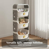 Multi-Tier Toy Storage Cart With Wheels Cartoon Storage Trolley Mobile Toy Bin Organizer Detachable Bins for Playroom, Preschool