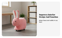 Multipurpose Bunny Shaped Ottoman Comfortable Seating Cartoon Rabbit Chair Soft Textile Soft Rabbit Stool Rounded Corners Design for Toddlers, Families, Family, Living Room, Entryway, Bedroom, Playroom