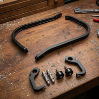 Curved Curved-Around Motorcycle Handguards Machined Finish Handlebar Handguards Pre-Drilled Holes Full Wrap Hand Protector Kit Bar-End Mounting