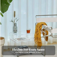 Minimalist Design Transparent C-Shaped Table Waterfall rim Clear C-Table Space-Saving Nightstand single-Piece Construction for Apartment Dwellers, Homeowners, Sofa Side, Living Room, Bedroom, Small Spaces