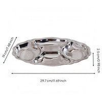 Divided Serving Plate Contoured Stainless Steel Serving Tray Rust Resistant Platter Dishware