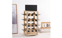 Black Metal Hooks Rotating Jewelry Display Rack Natural Wood Finish Wooden Jewelry Organizer unobstructedFrame Wooden Pegboard Display Tabletop