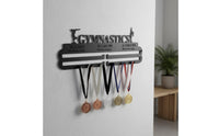 Great Gift Gymnastics Medal Holder Easy Installation Metal Medal Display Rack Heavy Duty Ribbon Awards Organizer Space Saving for Gymnasts, Athletes, Kids