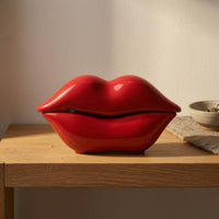 Rechargeable Lip-Shaped Voice Message Device Glossy Red Tabletop Voice Message Box Plastic Home Gadget Re-Recordable