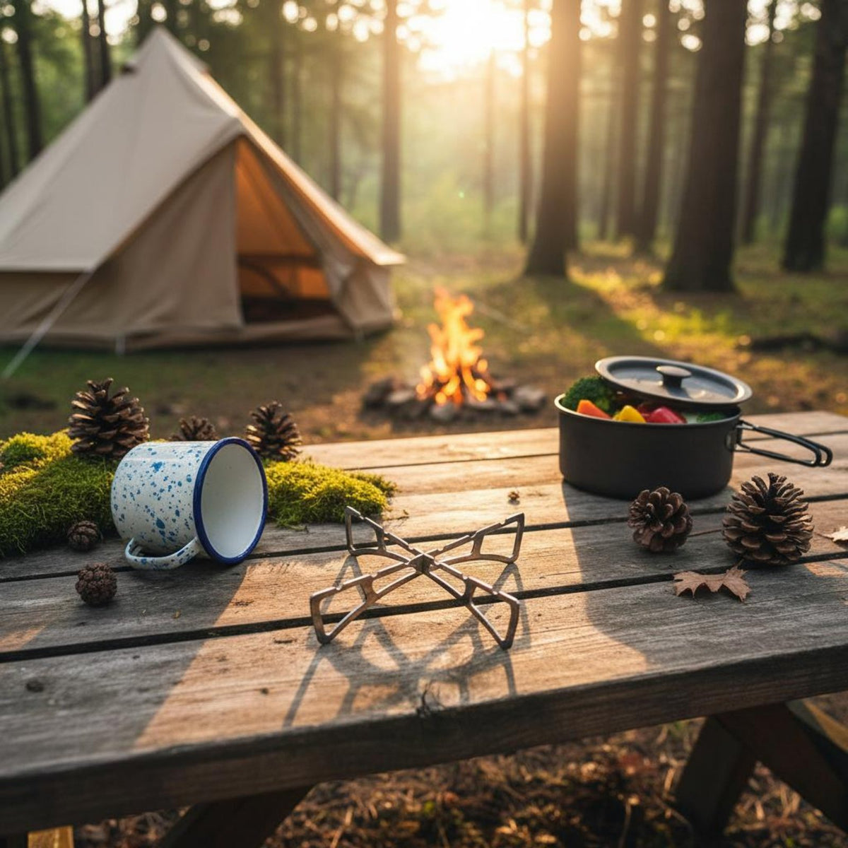 Foldable Cross Pan Rack Cross-Shaped Simple to Clean Foldable Stainless Steel Pot Stand for Backpackers