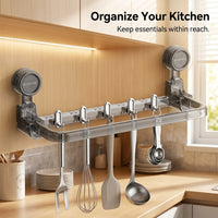 Closet & Pantry Organizer, Foldable Kitchen Hook Hanging Rack for Utensils, Drill-Free Suction Cup Storage for Students, Space-Saving Hangers