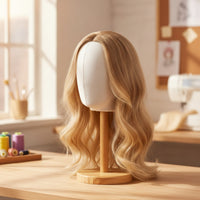 Mannequin Head with Wooden Base Hairpiece Stand with Wooden Base Compact for Milliners, Retailers, Styling Practice