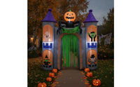 Outdoor Inflatable Archway with Curtain Lighted Inflatable Castle Archway Spooky Arch Giant for Yard, Garden, Party