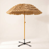 Parasol with Faux Straw Canopy Waterproof Thatched Tiki Umbrella Tropical Thatch Parasol for Garden, Courtyard, Cafe Terrace