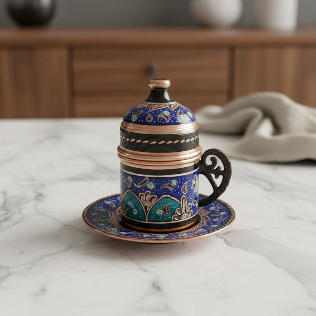 Carved Carving Turkish Coffee Cup Set Luxurious Design Turkish Coffee Set Exquisite Craftsmanship Serveware for Entertaining Guests