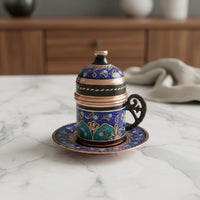Carved Carving Turkish Coffee Cup Set Luxurious Design Turkish Coffee Set Exquisite Craftsmanship Serveware for Entertaining Guests