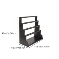 Black Wooden Card Display Rack 4-Tier Tiered Card Stand Angled unobstructedFrame Display Rack Rectangular Base