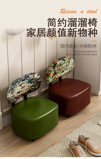Solid Wood Rolling Stool with Casters for Living Room, Entryway, and Casual Seating