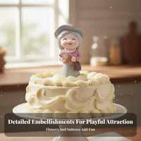 2 Pieces Traveling Old Couple Ornament Resin Craft Grandma and Grandpa Cake Decoration Anniversary Gift Grandparent Figurines for Seniors, Home Decor