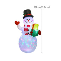 Multicolor Inflatable Snowman with Gift Boxes Outdoor Christmas Inflatable Snowman Illuminated Lawn Decoration Light-up for Yard, Patio