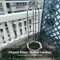 European Design Wrought Iron Flower Stand Weather Resistant Flower Obelisk Support Sturdy Metal Flower Trellis Decorative for Gardeners, Homeowners, Balcony, Outdoor, Patio, Indoor