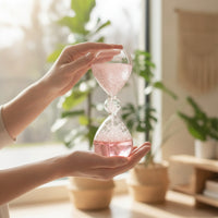 Bubble-Textured Hourglass Clear Liquid-Filled Hourglass Compact Desk Sculpture for Shelf, Bedside Table