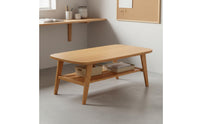 Small Coffee Table Storage Hardwood Coffee Table Easy to Clean Home Furniture for Balcony